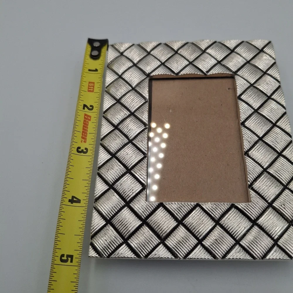 Green Tree Gallery Silver Tone Basketweave Picture Frame 2x3 Mini‎ Tabletop